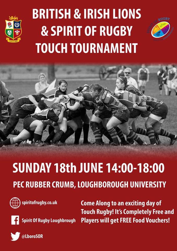 Don't Miss Out on Our Lions Touch Tournament This Sunday, Tickets avaliable at: eventbrite.co.uk/e/spirit-of-ru… 🏉🏉 #passiton