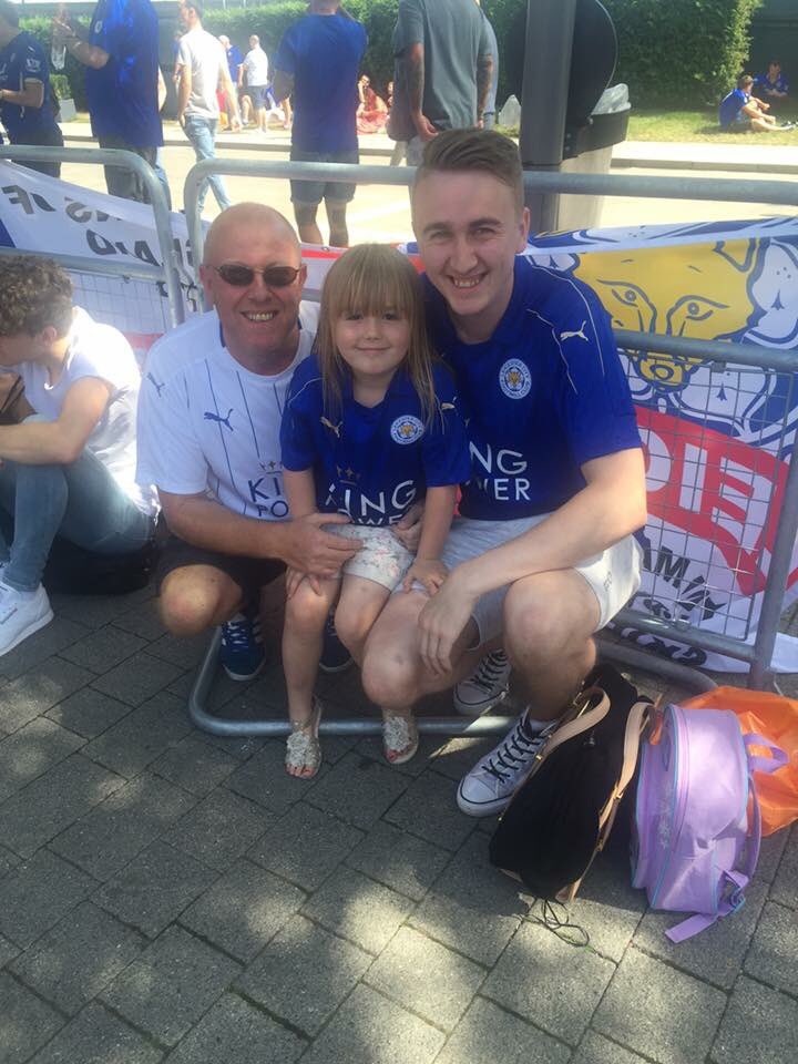 lcfcmillsy92's tweet photo. Wembley fan park in the community shield. Me my dad and my daughter, three lcfc generations #LCFCDAD https://t.co/BlghNDBeXi