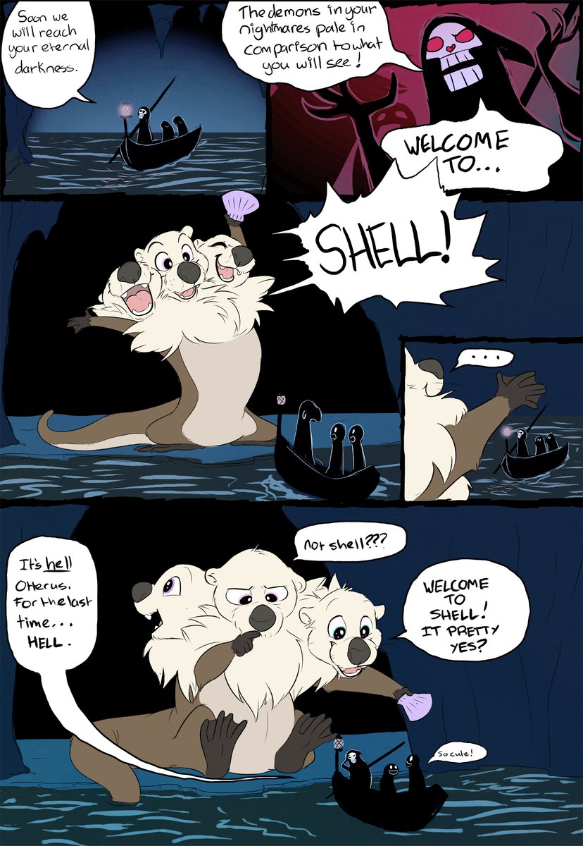 PinkFeral's tweet photo. Reading the comments..I had to do this 💖 Otterus loves their shell, why would they not welcome someone to it??:/ Poor Charon... https://t.co/wVd9leHN1R