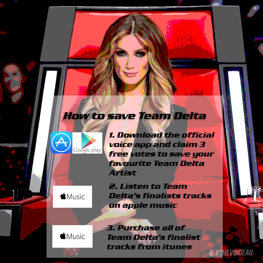 bryce0800's tweet photo. ok guys with the #TheVoiceAU live show 3 coming here is how 2 save #teamdelta Its a double K.O so remember vote to save @DeltaGoodrem https://t.co/C6YzHsJSis