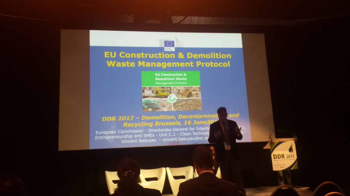 ConcreteDialog's tweet photo. Last day at #ddr2017. Vicent Basuyau @EU_Growth tackles #EU #construction n #demolition #waste management protocol https://t.co/1BwjVsZrMp