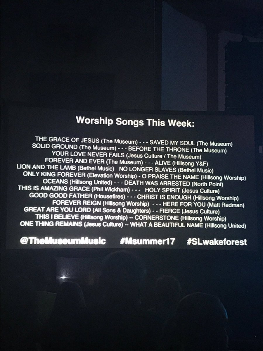 tayb0wman's tweet photo. no longer slaves, oceans, o praise the name, cornerstone, fierce, Christ is enough, this is amazing grace, your love never fails #mSummer17 https://t.co/DlF8vIKc7j