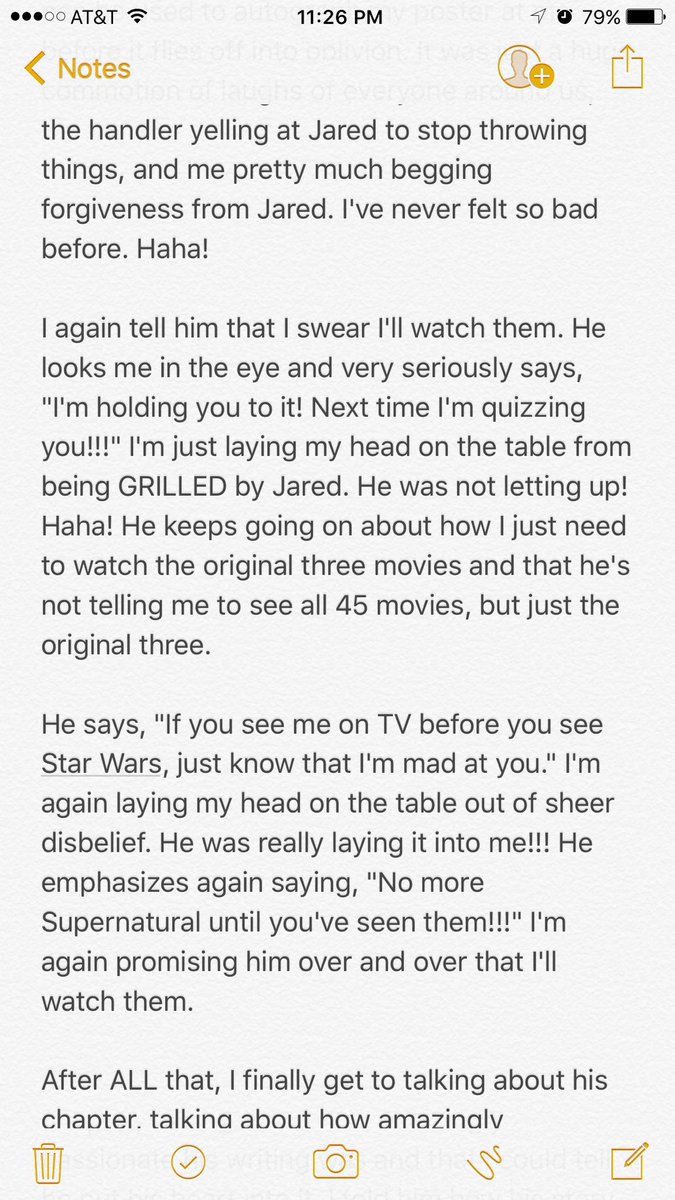 _itsokaysammy_'s tweet photo. Alright! Here's a super long auto story from #SPNPHX of how @jarpad says he was gonna kill me. #PHXCON https://t.co/VYHaxg0Hqn
