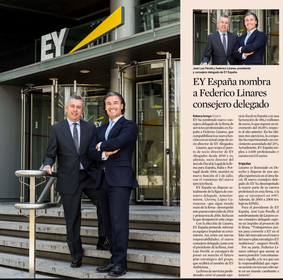 EY_Spain's tweet photo. Federico Linares, nuevo Consejero Delegado de EY España https://t.co/tqW2mnSgtZ