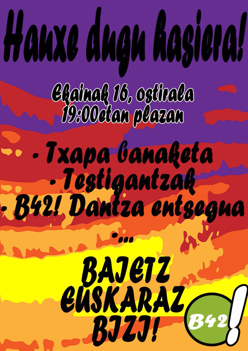 Gogoratu gaur ezinbesteko zita dugula euskararekin. Ez galdu! Baietz42!