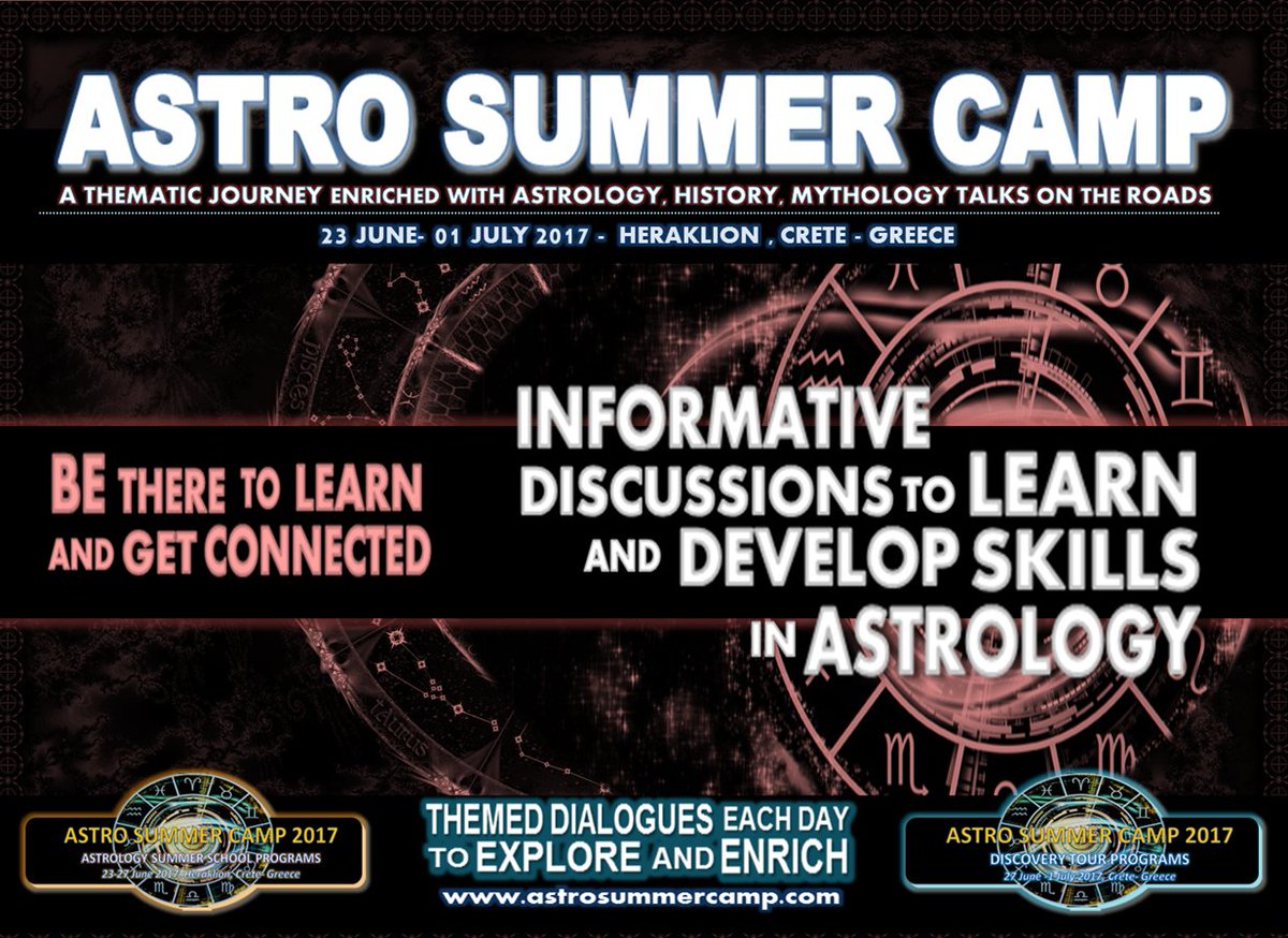 astrosummercamp's tweet photo. Astrology Summer School Program will host EXPLORATORY DISCUSSION SESSIONS focusing on themes of each day’s lectures. https://t.co/y3tLyuHTQM https://t.co/1MfVtIEC6R