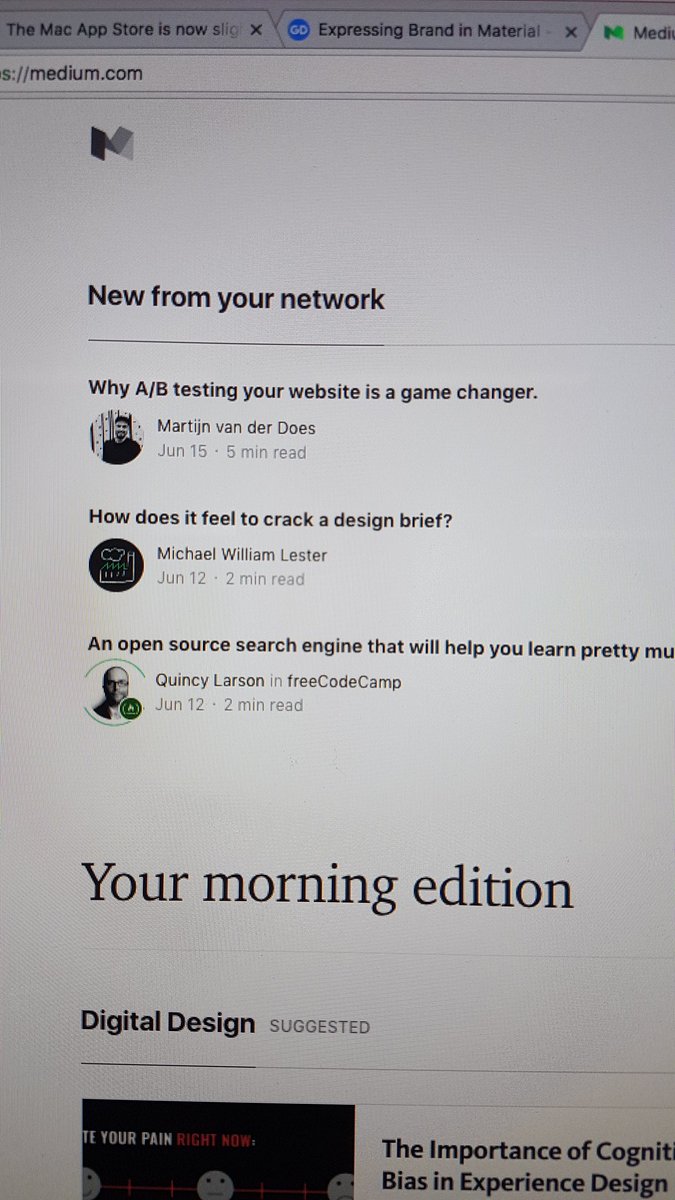 AidyBarefoot's tweet photo. @mw_lester open up Medium for some morning reading and here's what I see, good job. https://t.co/bd1E2lx8nP
