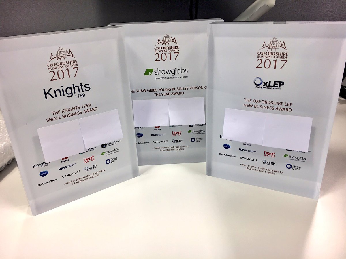 blineoffice's tweet photo. Good luck to all tonight's finalists #OxBizAwards who will be taking home one of these babies? Without the dodgy labels! https://t.co/V9ewxEyrTx