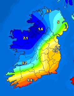 MetAlertIreland's tweet photo. Yesterdays total sunshine hours across Ireland.
#Ataleoftwohalves 🌤️🌤️🌤️ https://t.co/VcMnyexqpP