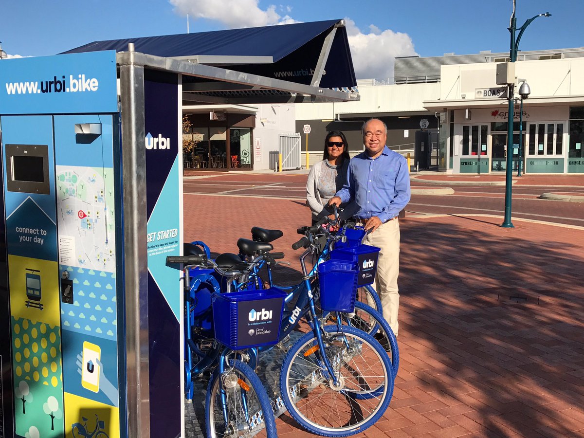 IanGoodenoughMP's tweet photo. Check out the new bicycle hire facilities available around Joondalup CBD from $3 - https://t.co/kdvKvzrQ6l or download the Urbi app. https://t.co/HC9UYQ3BZH