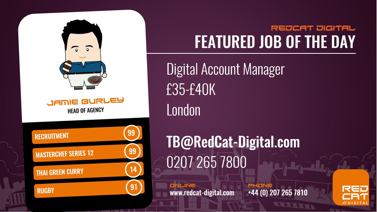 RedCat_Digital's tweet image. #hiring a #digital #account #manager for a leading #agency in #London. Managing large #digital #campaigns within the #Automotive sector