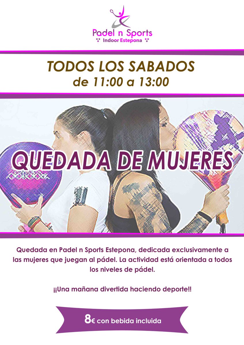 PadelnSports's tweet image. #quedadademujeres todos los #sabados en #Estepona #Malaga ¡Empecemos el día con buen pie!