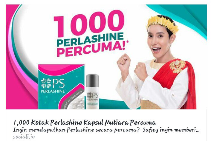 azza581's tweet photo. "Safiey Ilias nak bagi giveway 1,000 kotak Perlashine percuma, boleh dapatkan maklumat lanjut di link ini  https://t.co/WhlxYPDAH7 https://t.co/45wed7NLNG