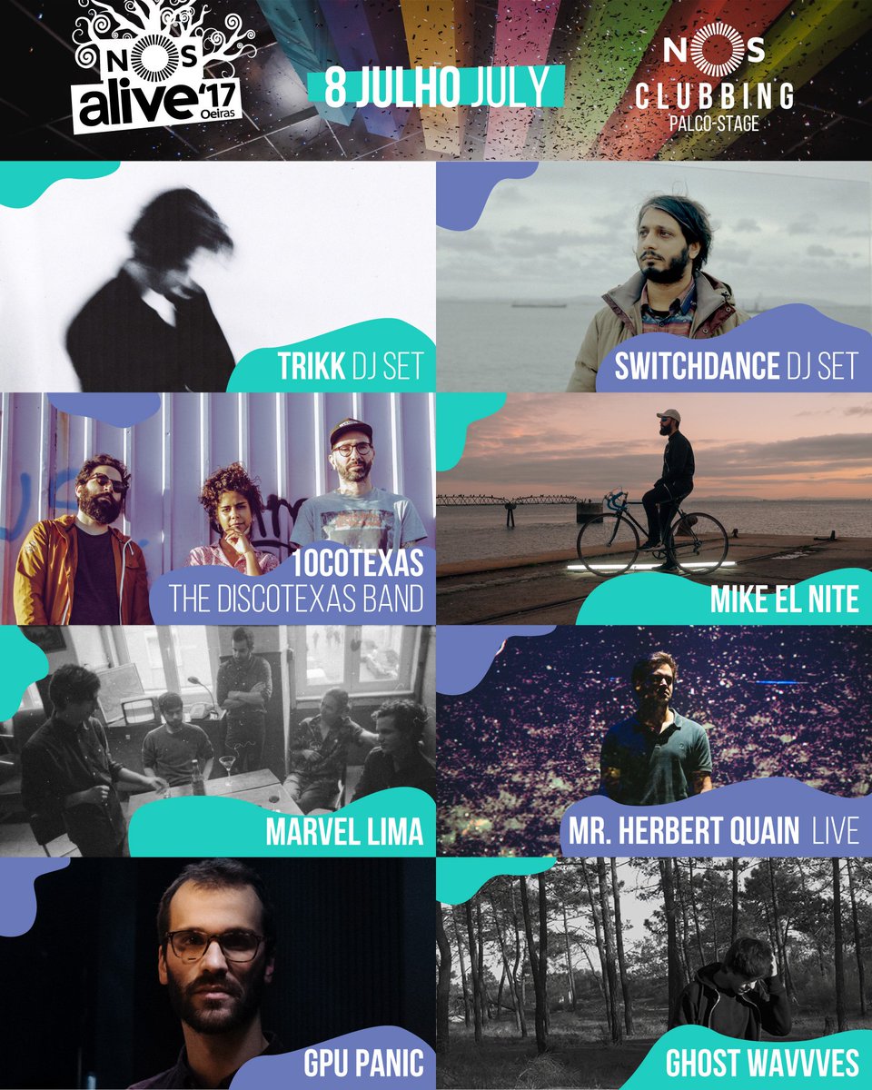 NOS_Alive's tweet photo. Here's NOS Clubbing lineup on July 8th • Dia 8 de julho, no Palco NOS Clubbing do NOS Alive:
https://t.co/rkpdjL0KNM #NOSalive #NOSclubbing https://t.co/kVmg7lfOZM
