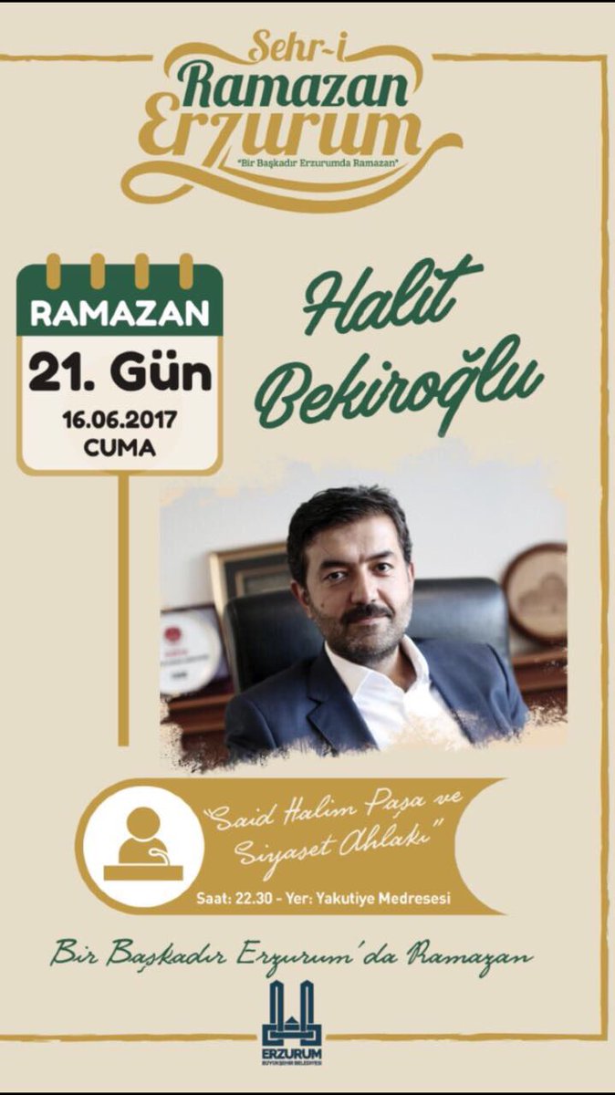 Genel Başkanımız Halit Bekiroğlu, Ramazan etkinlikleri kapsamında kitap söyleşisi için bu akşam Erzurum'da kitapseverlerle buluşuyor.