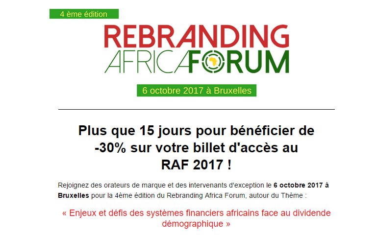 RebrandingAF's tweet photo. Vous avez participé au #RAF2016 ? Votre fidélité est récompensée avec une remise de 30 %  sur votre billet #RAF2017  jusqu'au 30 juin ! https://t.co/3xP3e1yry1