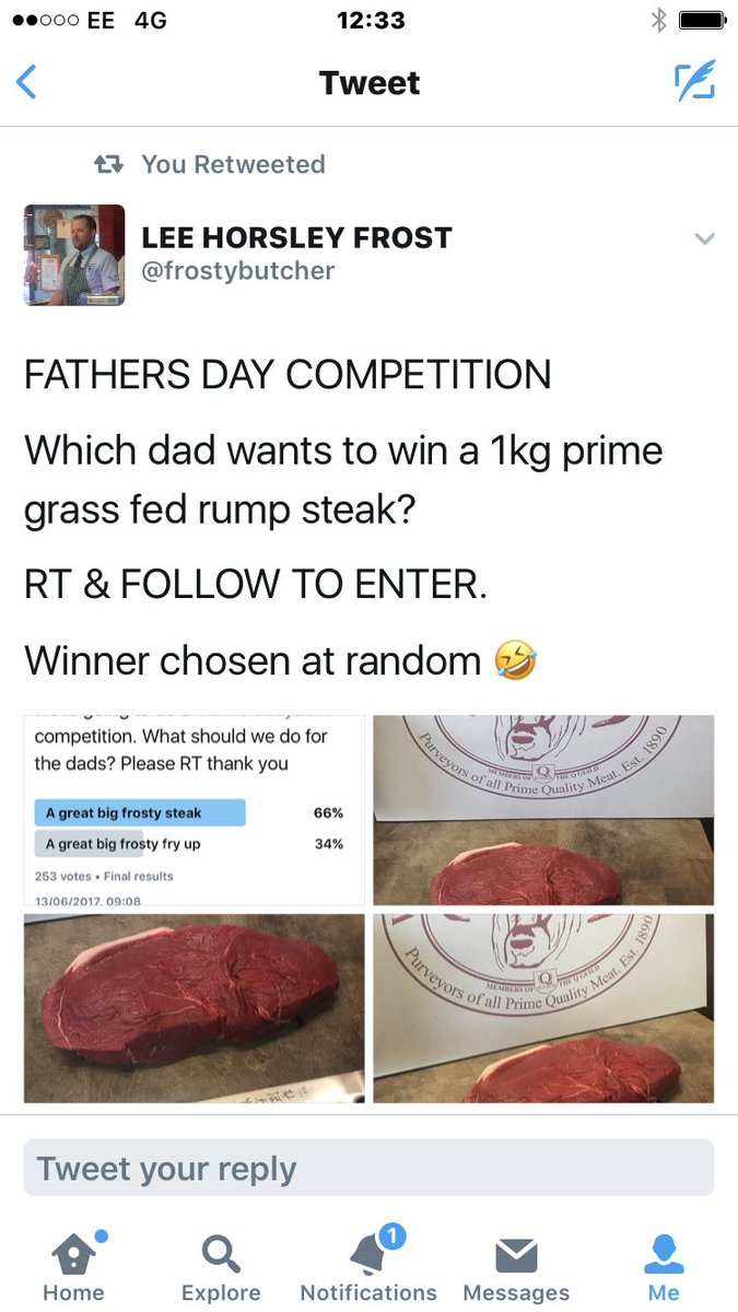 frostybutcher's tweet photo. FATHERS DAY COMPETITION 

WILL BE DRAWN AT 6.30pm 

RT &amp; FILLOW TO ENTER https://t.co/KYSJxKpTk2
