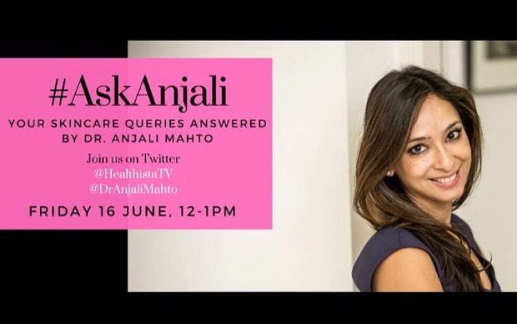 Have skincare queries/concerns? Head to <a href="/HealthistaTV/">HEALTHISTA | The Art of Wellness™</a> between 12 &amp; 1pm where <a href="/DrAnjaliMahto/">Dr Anjali Mahto</a> will be answering your questions! #AskAnjali ✨
