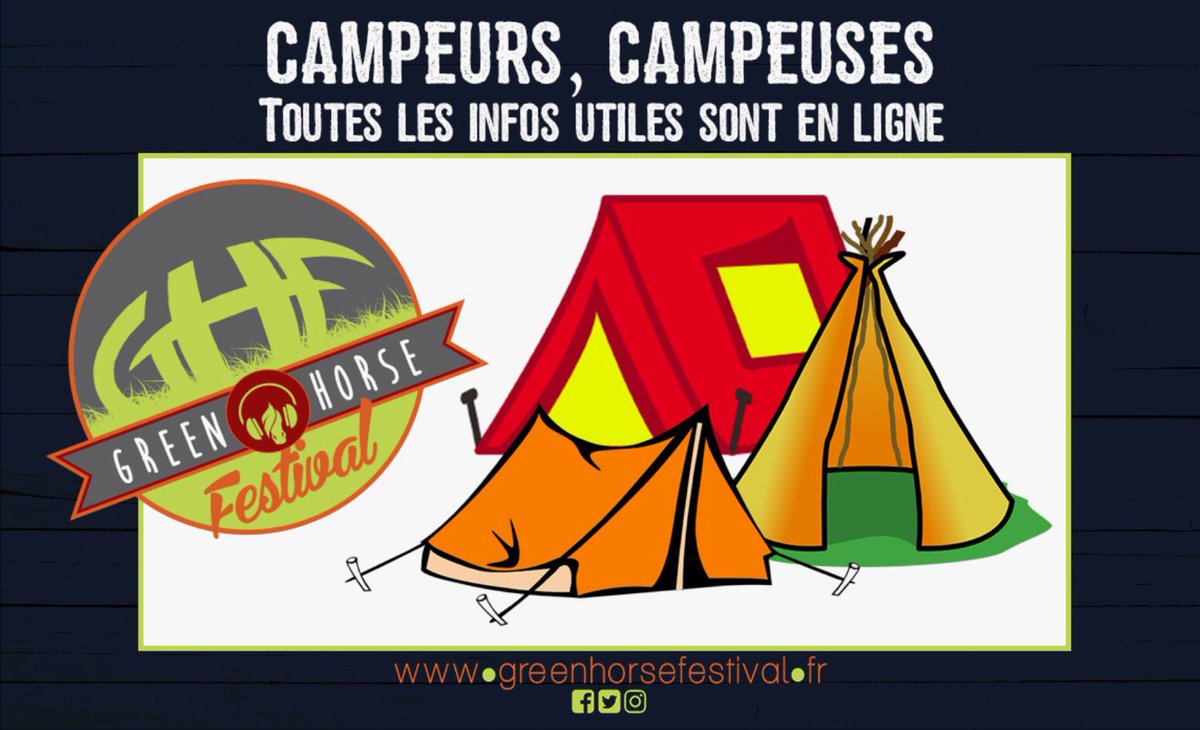 Besoin d'infos concernant le camping ? Pas de soucis ! 👌🏼

Retrouvez toutes les infos sur notre site 😌
👉🏼 greenhorsefestival.fr/camping-et-ser…