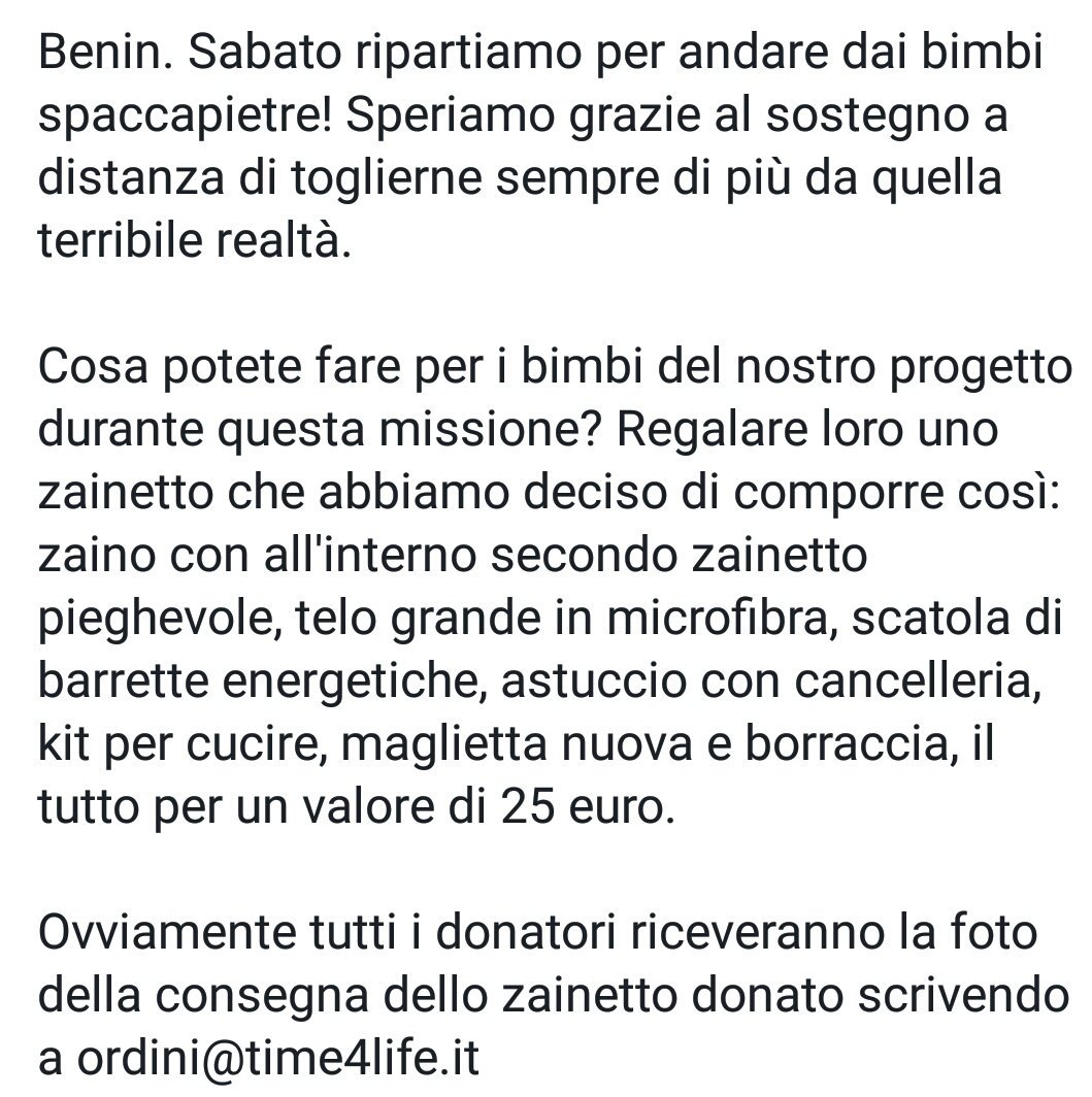 Time4lifeit's tweet photo. Sabato si riparte per il Benin! Ci date una mano? ordini@time4life.it #Time4Benin https://t.co/CBonijYSDR