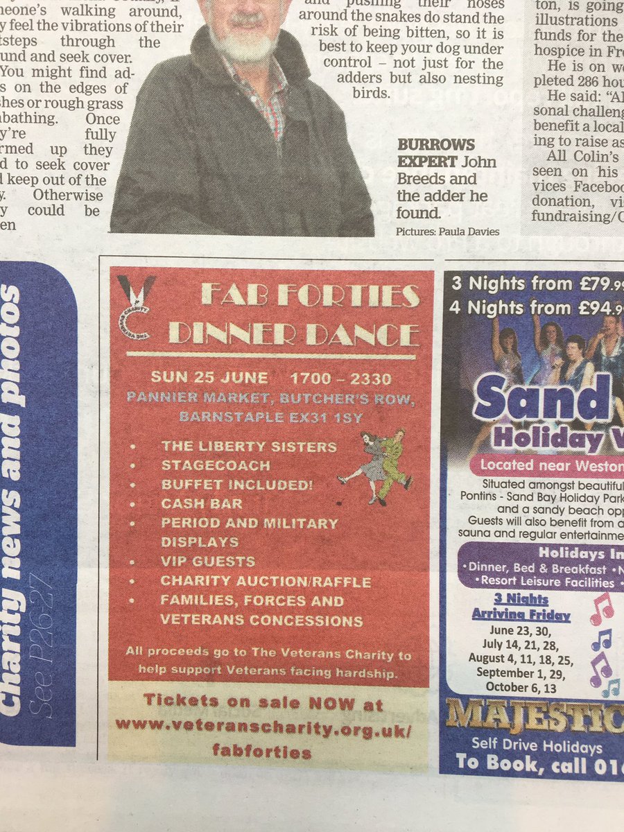 VETERANSCHARITY's tweet photo. And here is our advert in the latest @NDJournal for @FabFortiesDevon #Devon #NorthDevon #Veterans #Support https://t.co/TmjDccptPP