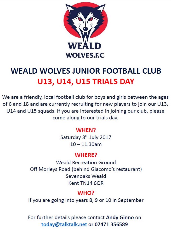 We're recruiting! #wealdwolves #football Spread the word!