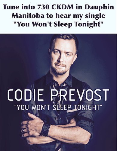 codieprevost's tweet photo. Check out "You Won't Sleep Tonight" on @730CKDM . https://t.co/8EEbZpkjcc #TheParklandsBest #CountryMusicRadio #NewMusic https://t.co/020P0snzBF
