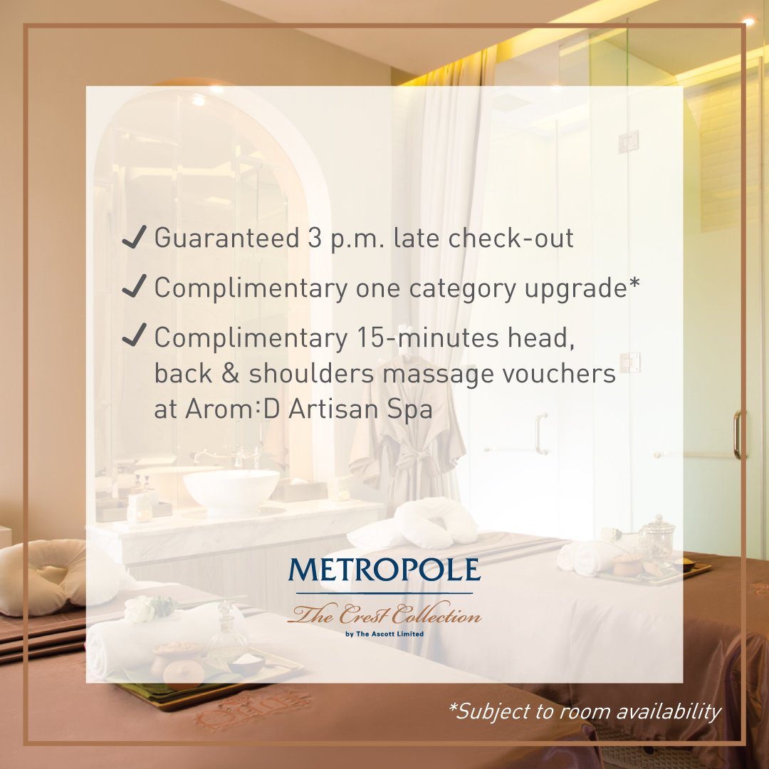 Metropole_BKK's tweet photo. Enjoy our LAZY MORNING DEAL at Metropole the Crest Collection with SPECIAL RATE offered at THB 2,300 net/night. https://t.co/V964TlGOkL