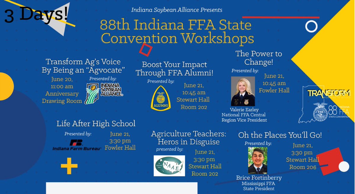 Just 3 short days until the #88INFFAConv! Don’t forget to attend workshops during your time at Convention! #TransformINFFA