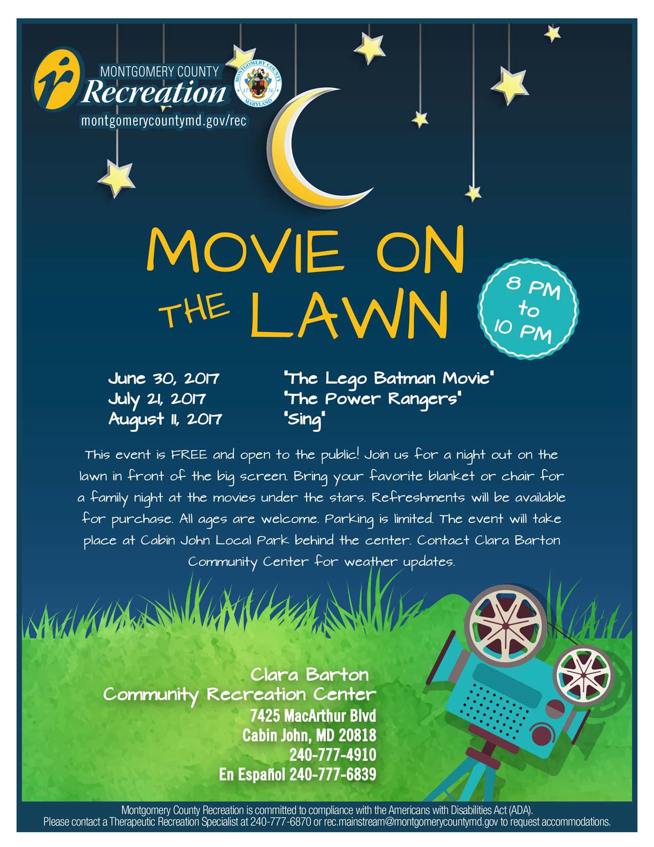 Moco Rec On Twitter Two Weeks From Today Movie On The Lawn