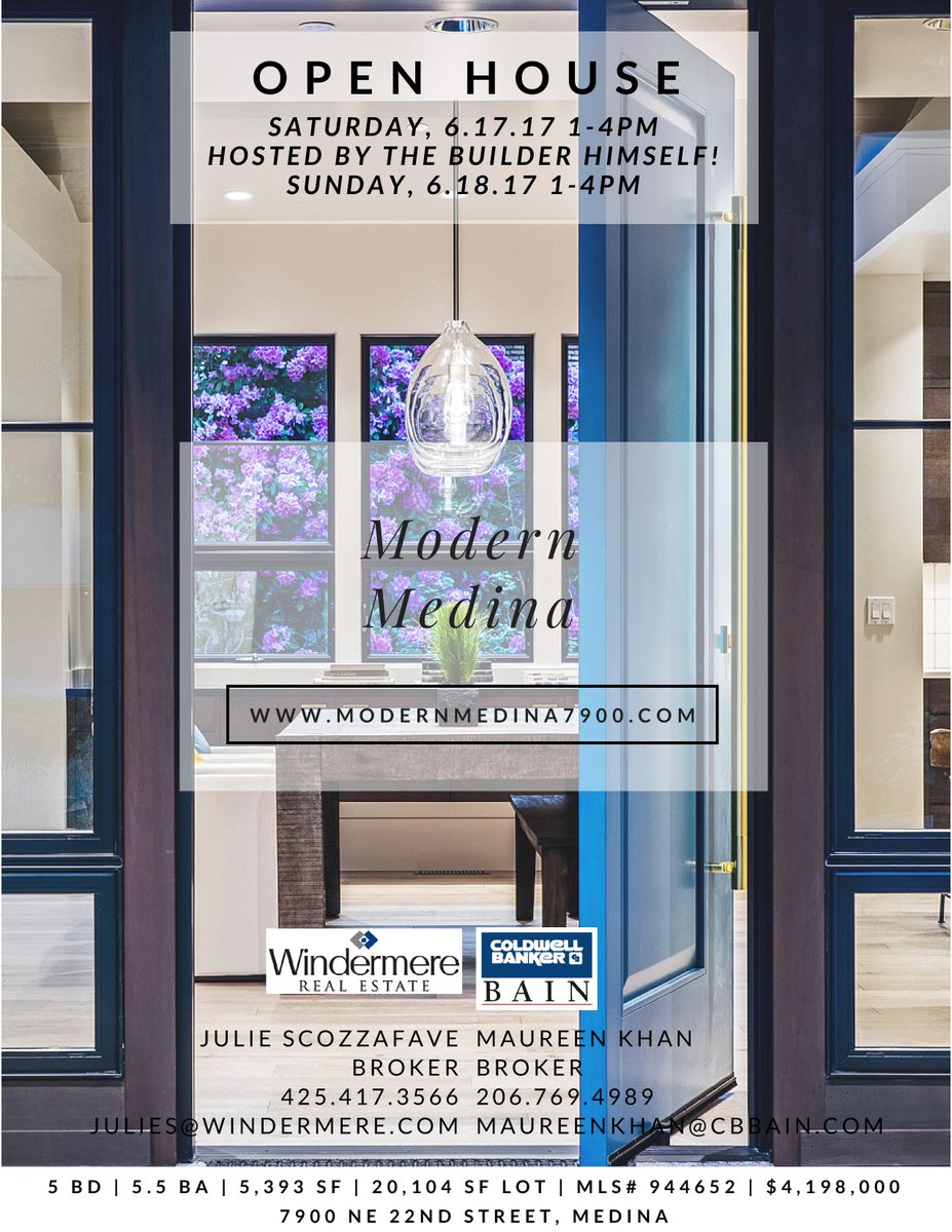 Modern Medina Must See!  Open June 17th  #Medina #WestBellevue #EastsideRealestate #NewHome #MeettheBuilder