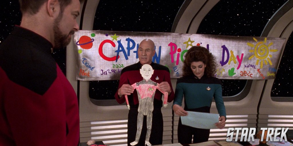 StarTrek's tweet photo. Celebrate #PicardDay with the Captain's best moments! #StarTrek #TNG https://t.co/q4WQvvpFNk https://t.co/kaLDpQV6g2