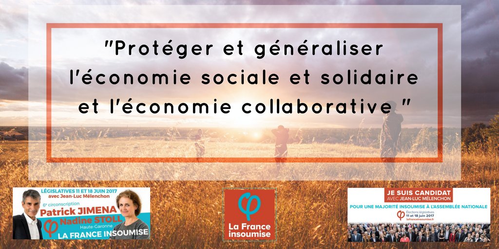 PatrickJimenaFI's tweet photo. #jimena2017 🌿 "Protéger et généraliser l'économie sociale et solidaire &amp; l'économie collaborative"  #Circo3106 https://t.co/m75TzwOBOv https://t.co/udV4lKaVxC