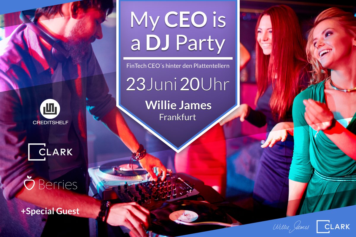FinTech pople in Frankfurt: Meet next Friday at "CEO is a DJ" event - last free tickets incl. drink/food available doodle.com/poll/sxrr56fc9…