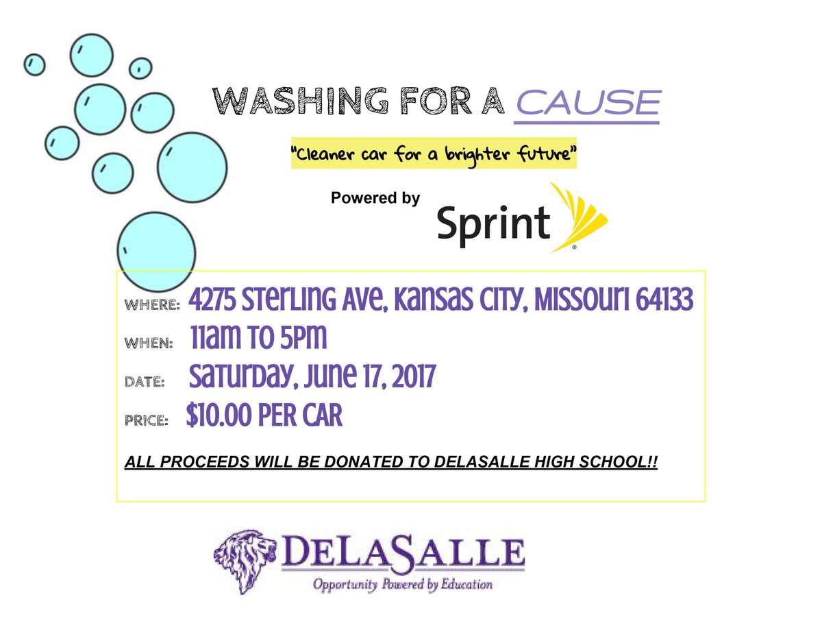 DeLaSalleCenter's tweet photo. Dirty car?  @Sprint_Sterling washing cars Saturday 11am-5pm for $10/car donation to DeLaSalle 4275 Sterling. Clean car? Get it dirty and go! https://t.co/3VD0yD1G2e