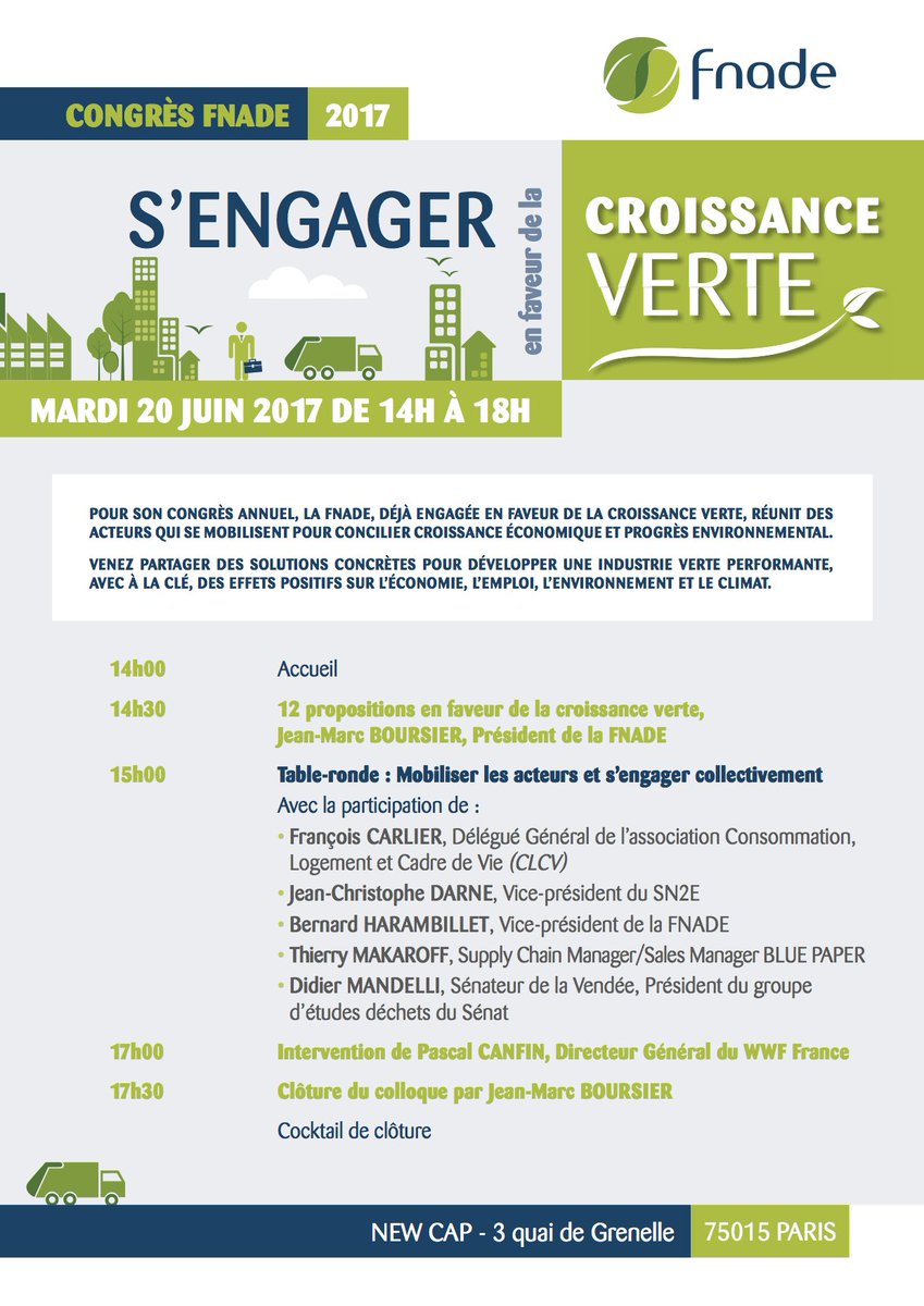 LaFNADE's tweet photo. Découvrez le programme dédié à la #CroissanceVerte du congrès annuel de la #FNADE le mardi 20 juin à #Paris. 🔜♻ https://t.co/xfhZfWt11E https://t.co/cHdfFD0Xsm