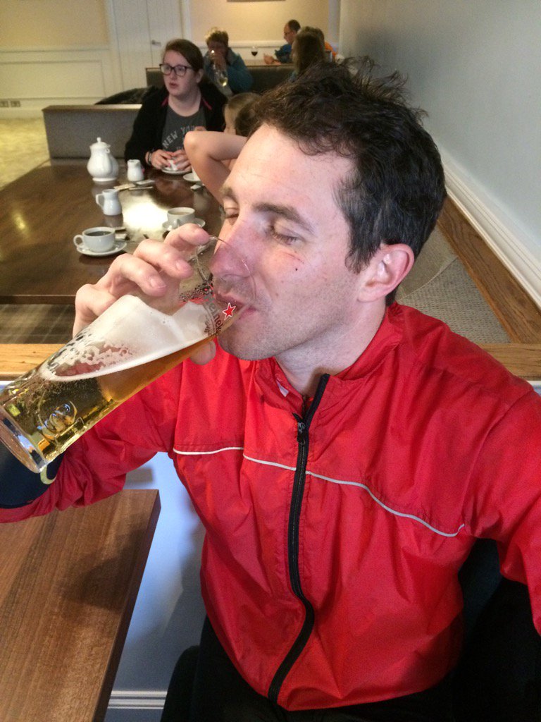 MarkSapinvert's tweet photo. First casualty recovering!! Jamie W toasting little brother. #robwarboyschallenge https://t.co/o7cK4J4AYu