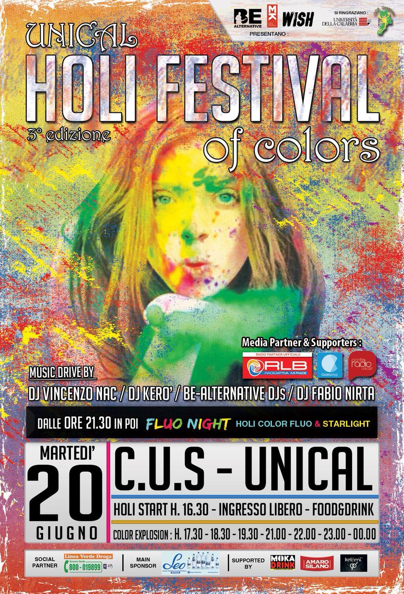 #AmaroSilano sponsor dell'#holifestival, Unical, 20 giugno!
Vi aspettiamo!!!