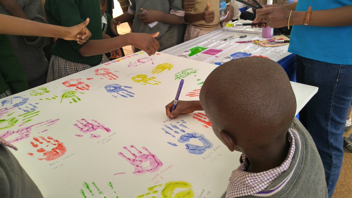 PlanKenya's tweet photo. #DAC2017 is enjoyable. Children leaving their prints after learning about #SDGs4Children @PlanRESA @PlanGlobal @MTotoNews @SaveChildren_KE https://t.co/UGZ6lT0oEX