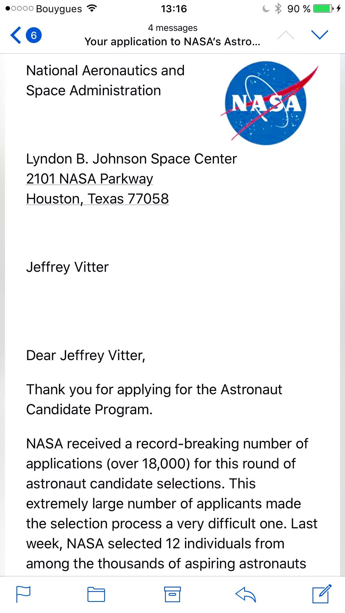 Nasa Rejection Letter Pics About Space NASA Publication Photos