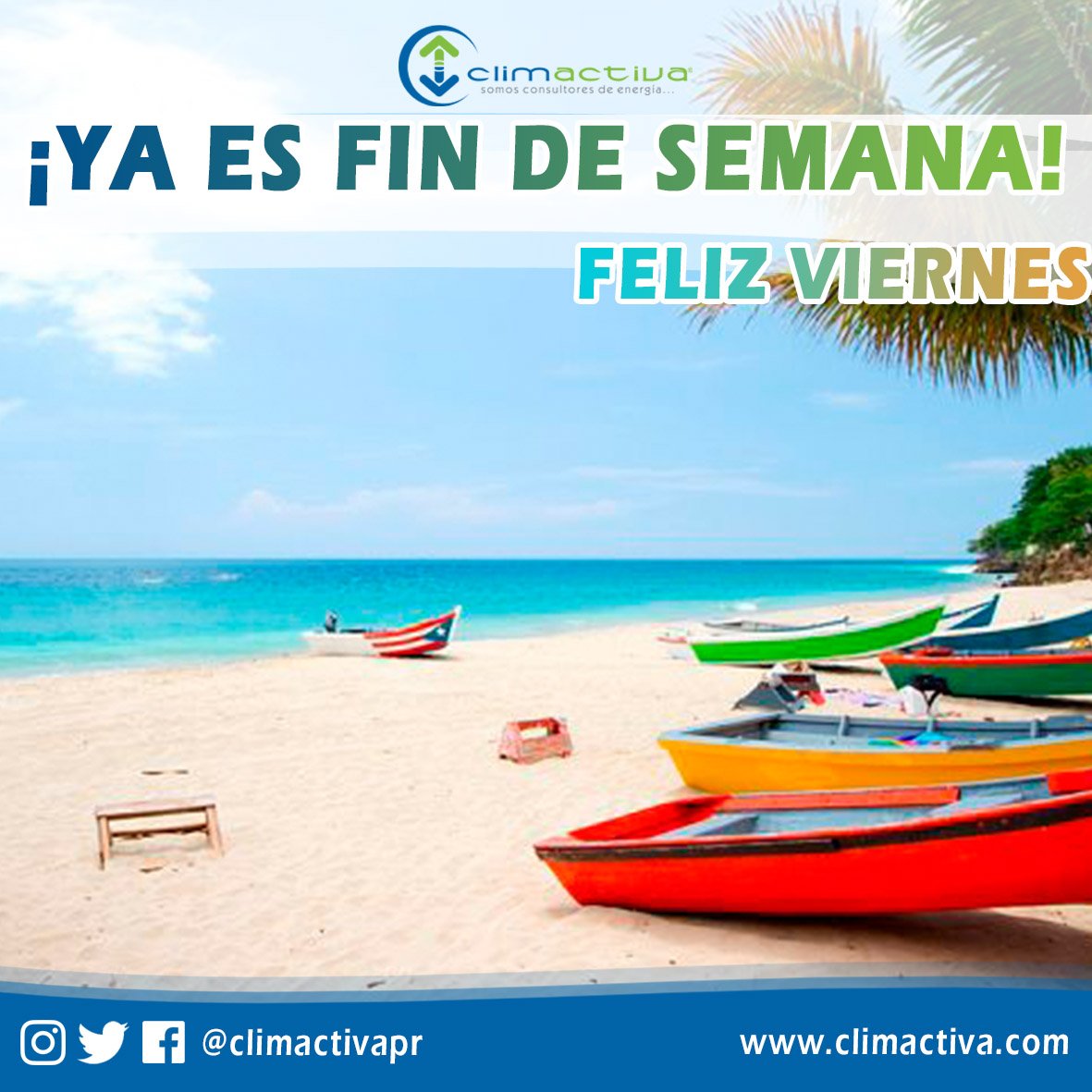 ClimactivaPR's tweet photo. Disfruta este viernes lleno de energía. ¡Feliz viernes! #Climactiva #PuertoRico https://t.co/kYpruqLhtY
