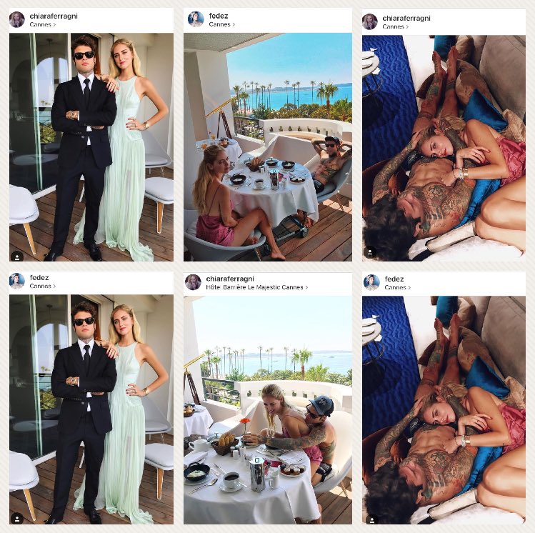 AlicelikeAudrey's tweet photo. Oramai se segui sia Fedez che la Ferragni su Instagram giochi a "trova le differenze" con le loro foto. 
Oppure ti sembra di vederci doppio. https://t.co/nM8v3LSPlc