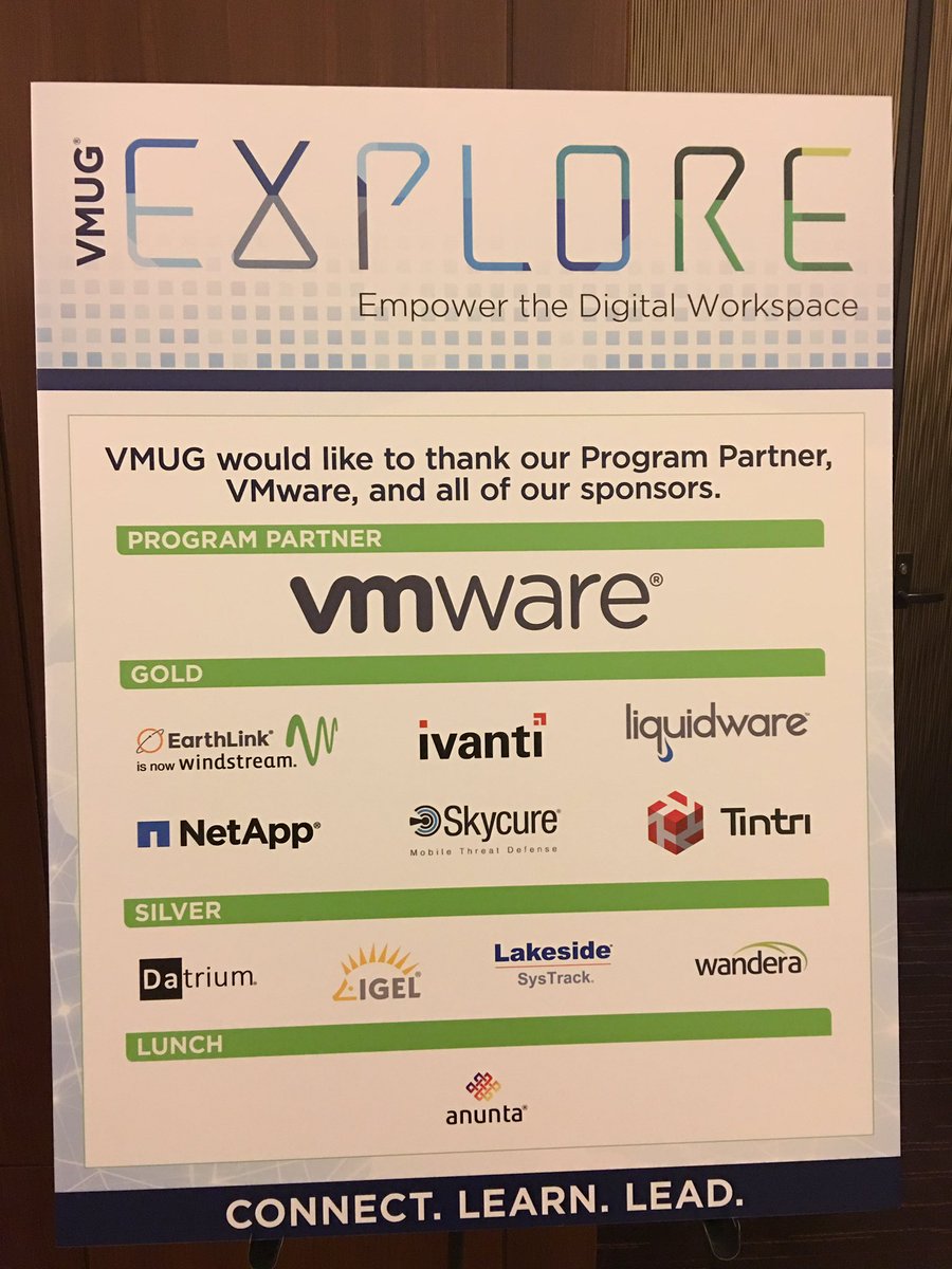 keithnorbie's tweet photo. This! #VMUGExplore today. The follow on to the original #EUCDay #MNVMUG @NetApp proudly front and center supporting. #VDIKungFu https://t.co/6A9MM2uJkw