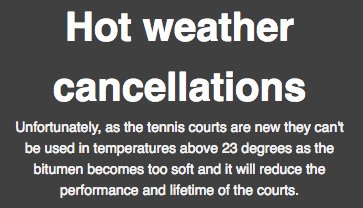 Great weather for tennis, apparently not.