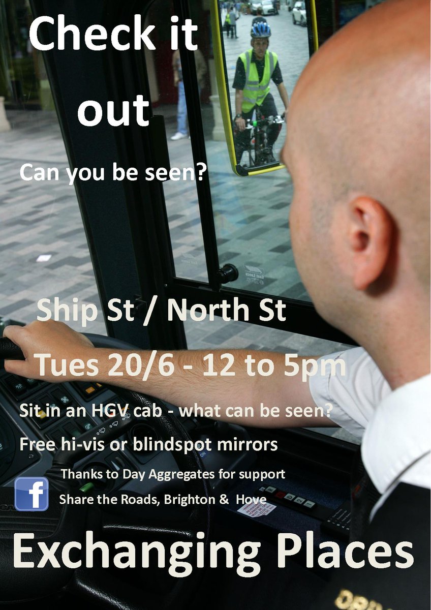 WDIMBandH's tweet photo. Join B&amp;HCC and Day Aggregates this Tuesday from midday to 5pm at Ship St - Exchanging Places with a HGV driver - what can they see? https://t.co/i15ZXwXvrE