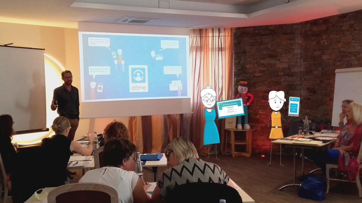 DomeOfficiel's tweet photo. Présentation de Dôme par @ylt22, Madeleine et Nathalie devant le Club des utilisateurs #Domatel !
@UpSolutions_FR #SAP #maintienàdomicile https://t.co/CAaVN6q7Xq