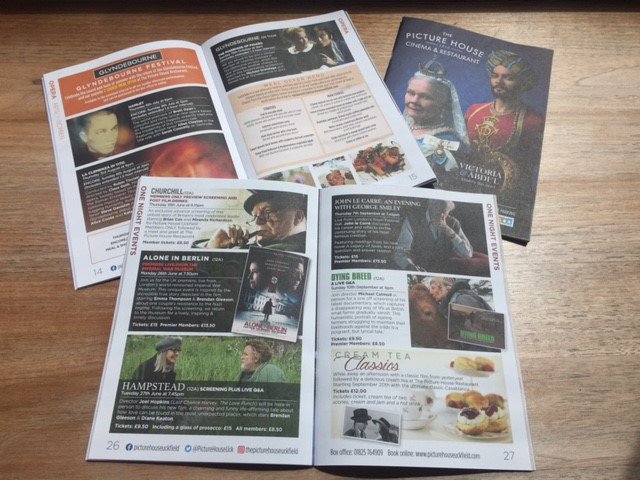 PictureHouseUck's tweet photo. Our new jam packed brochure has arrived #film #theatre #filmevents #art #opera #ballet #food #Kids Thank you @SF_Creative @Pureprint https://t.co/iMbPrfdspo