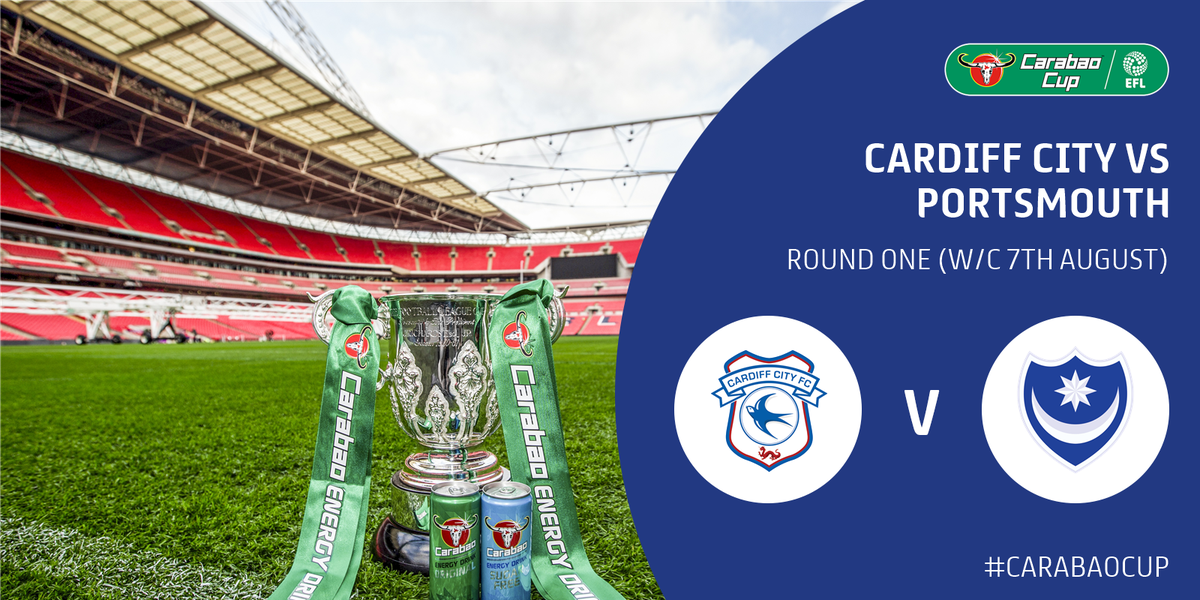 Carabao_Cup's tweet photo. #CarabaoCup: Round One Draw ๐
@CardiffCityFC v @officialpompey https://t.co/f6ICpZo9UU