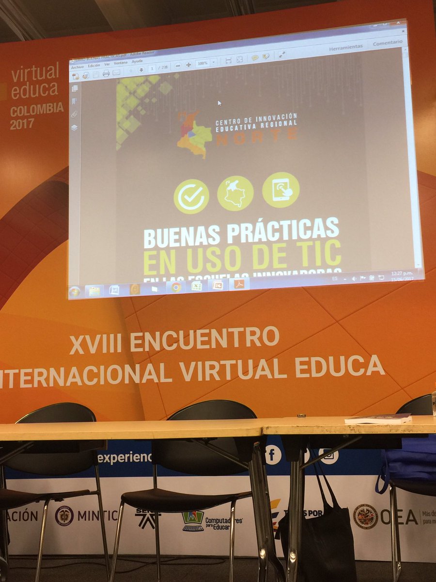 CIERNorte's tweet photo. Gran acogida del público #VirtualEduca2017 al libro #BuenasPracticas #UsoDeTIC editorial @UNI_TECNOLOGICA investigación @CIERNorte 2014-2016 https://t.co/6z9BglsE55