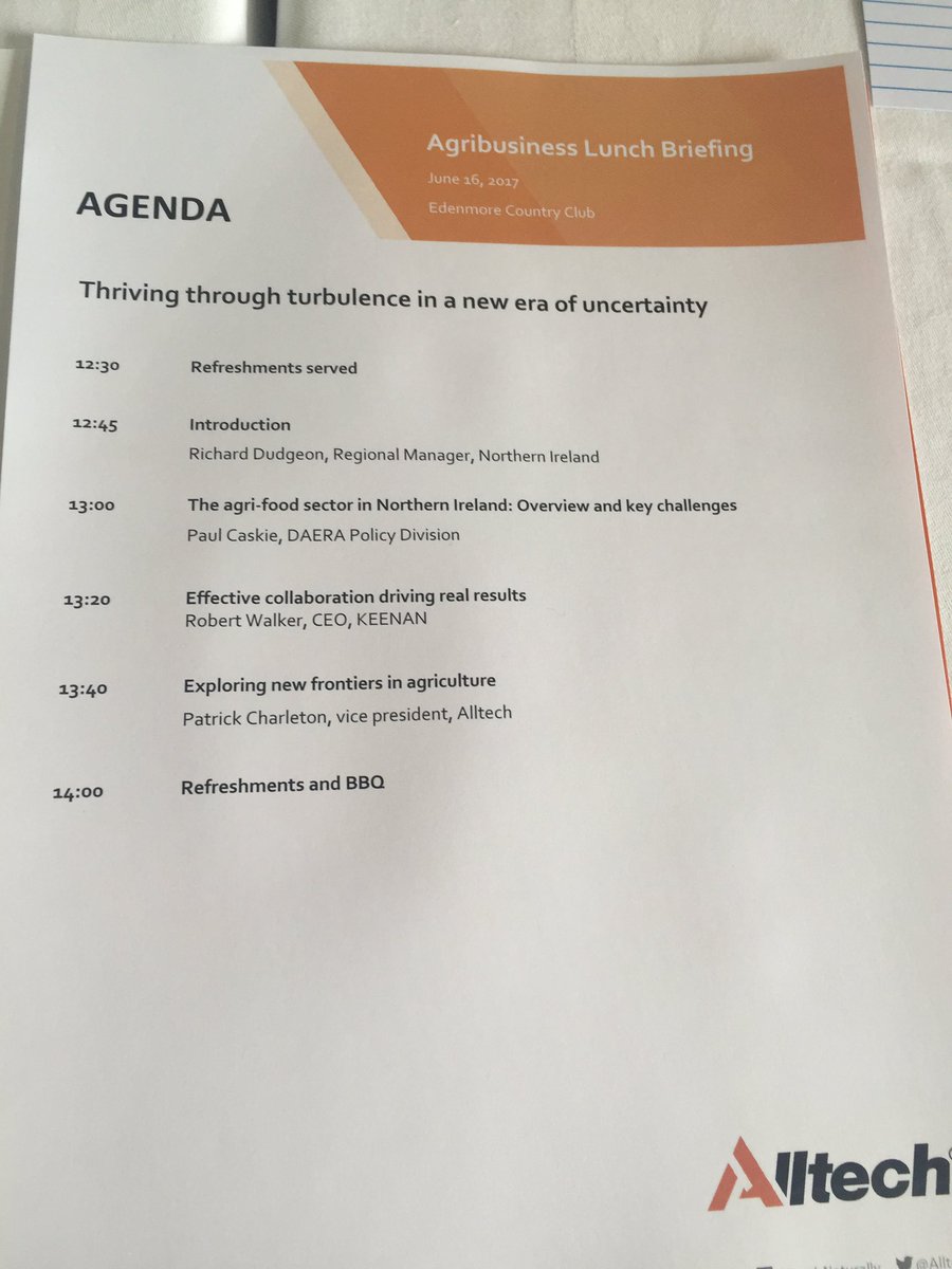 Attending an Agribusiness lunch at Edenmore. Hopefully some good news!!